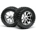 JOGO DE RODA BLAST CROMADA COM PNEU GOLIATH MONTADO 178X97MM PARA AUTOMODELO MONSTER TRUCK SAVAGE HPI 4882 4727